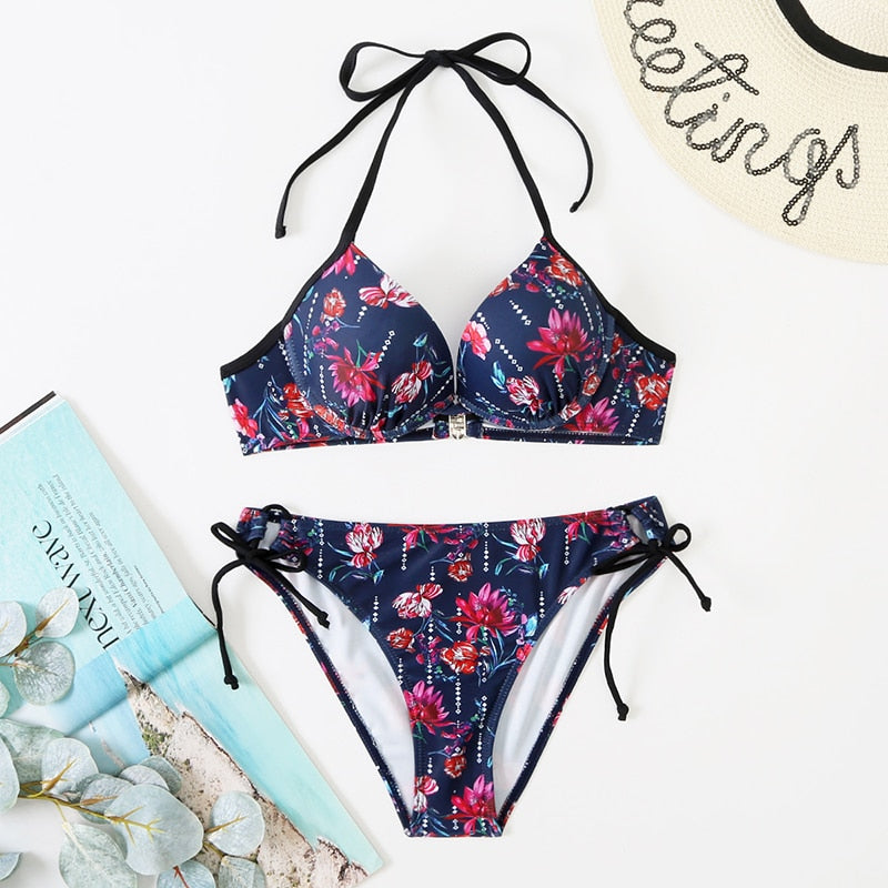 2 Piece Bikini Push Up Swimwear Print Floral Bikinis Set Swimsuit Bathing Suit Two Piece Summer Beach Wear The Clothing Company Sydney