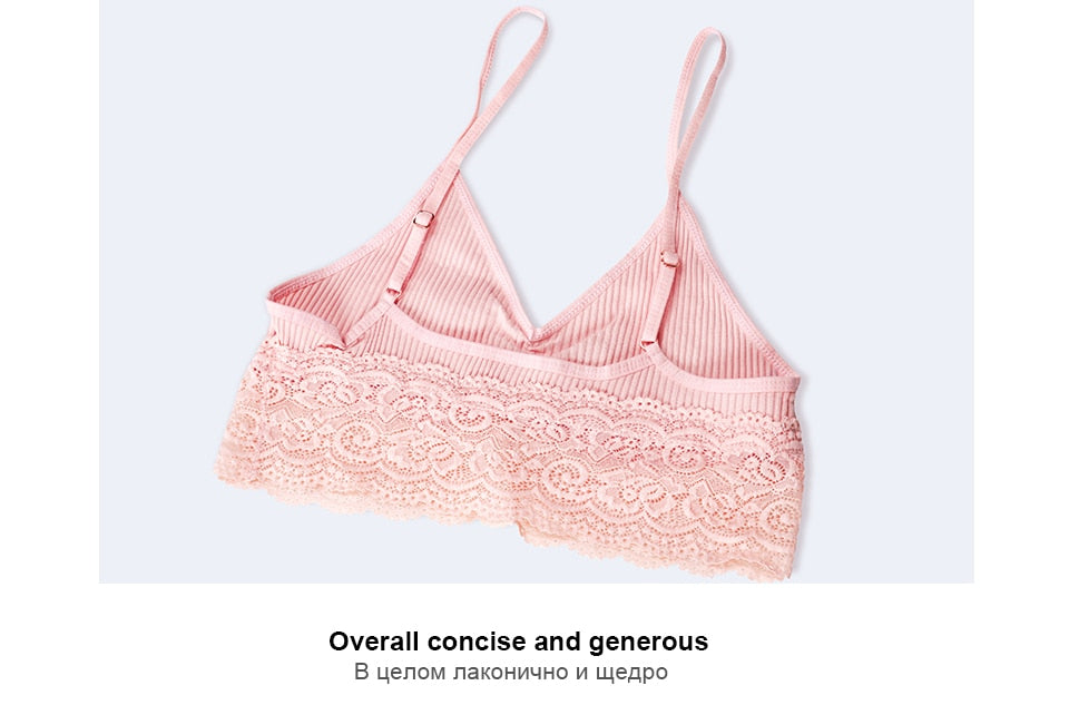 Homewear Seamless Ribbed Thin Bra  Wire Free Ladies Lace Bralette Backless Cotton underwear Lace Lingerie The Clothing Company Sydney