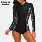 Women's Long Sleeve Zipper Rashguard Swimsuit Floral Print Swimwear Surfing Top Rash Guard Running Shirts UPF50+ The Clothing Company Sydney