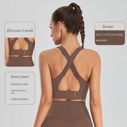 Shockproof Gym Sports Plus Size High-intensity Workout Running Seamless Velcro Shoulder Strap Hem Fitness Bra Top The Clothing Company Sydney