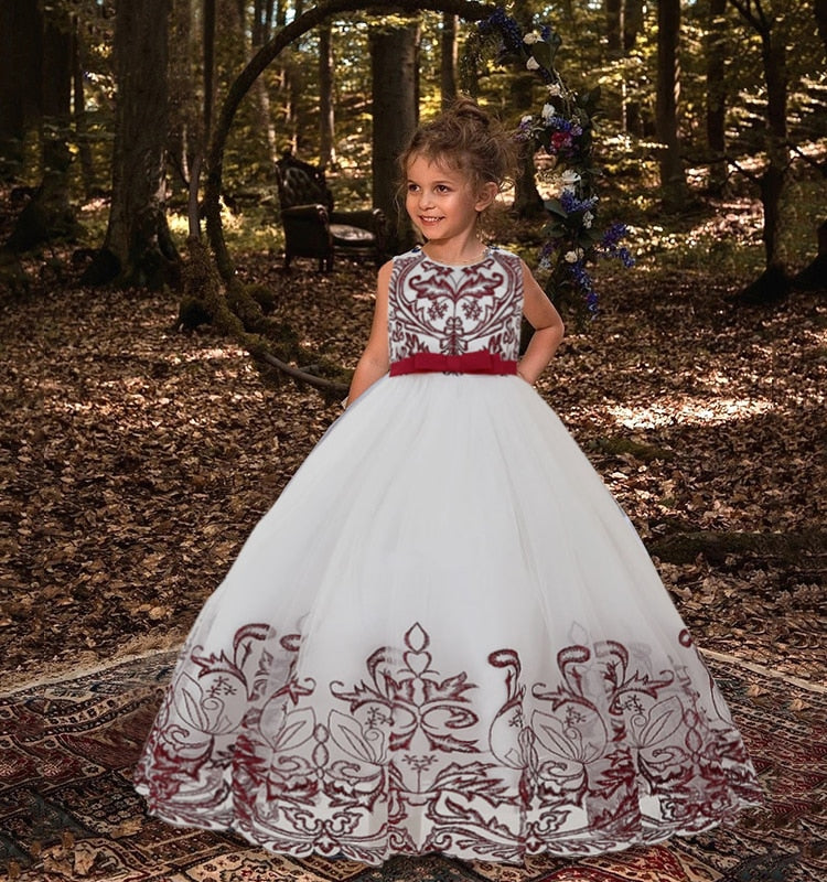 White Lace Bridesmaid Dress Kids Dresses For Girls Children