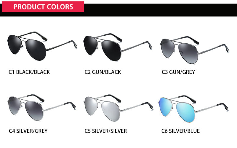 Classic Pilot Polarized Sunglasses Men Fashion Metal Sun Glasses Women Black Driving Eyeglasses Goggle UV400 The Clothing Company Sydney