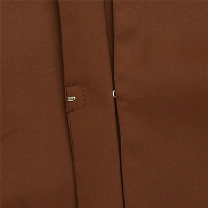 Turn-down Collar Button Two Piece Set Brown Long Sleeve Top High Waist Skirt Women Autumn Slim Office Outfits The Clothing Company Sydney