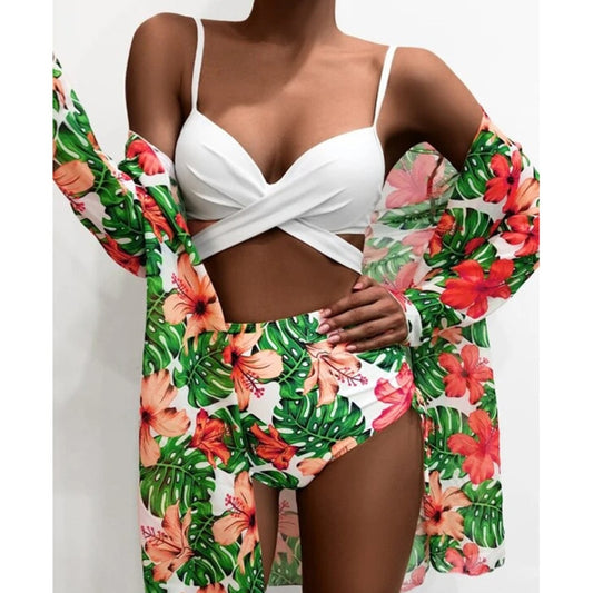 Print Floral Swimsuits 3 Piece Beach Bikinis Set Push Up Swimwear Bather Bathing Suit The Clothing Company Sydney