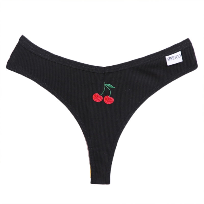 Fruit Embroidery Panties Cotton G-String Underwear Thong Lingerie Underpants T-Back Pantys Intimates Panties The Clothing Company Sydney