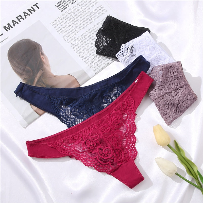 Cotton Mix Lace Thong Female Lingerie G-String Underwear Intimates Lingerie Underpants Briefs Panties The Clothing Company Sydney