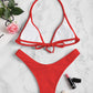 2 Piece Swimwear Tie Ribbed Thong Bikini Set Swimsuit Padded Bandage Beach Summer Backless Bathing Suit The Clothing Company Sydney