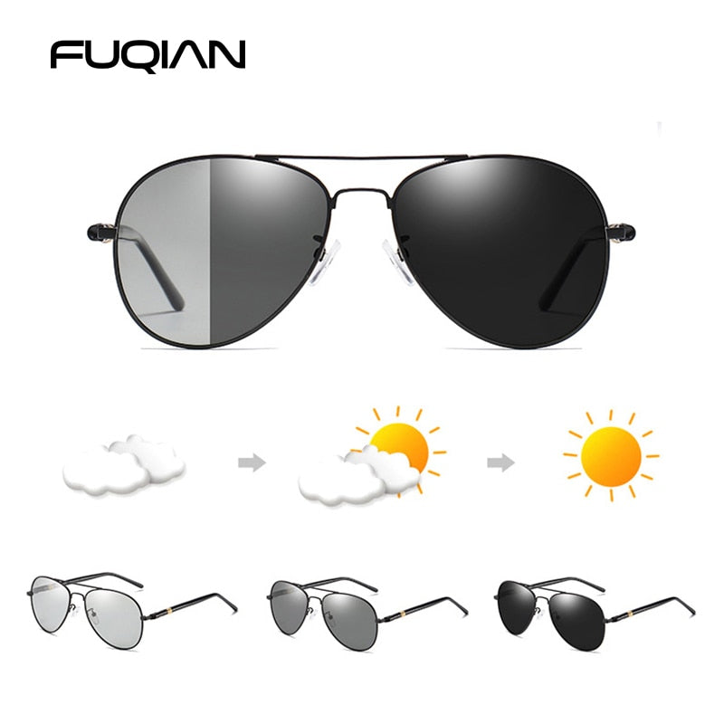 Fashion Photochromic Sunglasses Men Women Chameleon Polarized Pilot Sun Glasses Anti-glare Driving Eyeglasses UV400 The Clothing Company Sydney