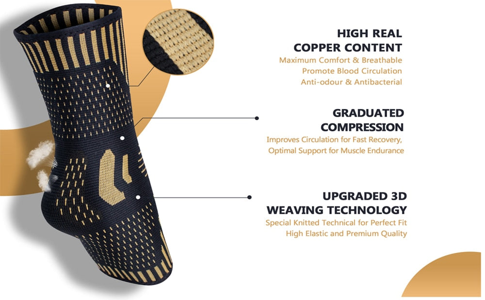 Copper Ankle Brace Infused Compression Sleeve Support for Plantar Fasciitis Sprained Ankle Achilles Tendon Pain Relief Running Ankle Brace The Clothing Company Sydney