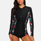 Women's Long Sleeve Zipper Rashguard Swimsuit Floral Print Swimwear Surfing Top Rash Guard Running Shirts UPF50+ The Clothing Company Sydney