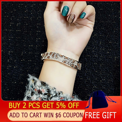 Luxury Hollow Flower Bangles For Women Rose Gold Silver Color Crystal Bracelets Best Friends Gifts Jewellery The Clothing Company Sydney