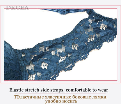 2 Piece Embroidery Underwear Set Lace Blue Brassiere A B C Cup Push Up Bra and Panties Set Brand Lingerie Deep V Bra The Clothing Company Sydney