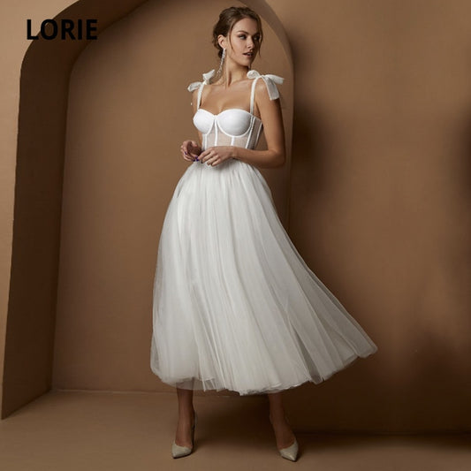 Short Wedding Dresses Modern Boning Spaghetti Strap A Line Tea Length White Bridal Gown The Clothing Company Sydney