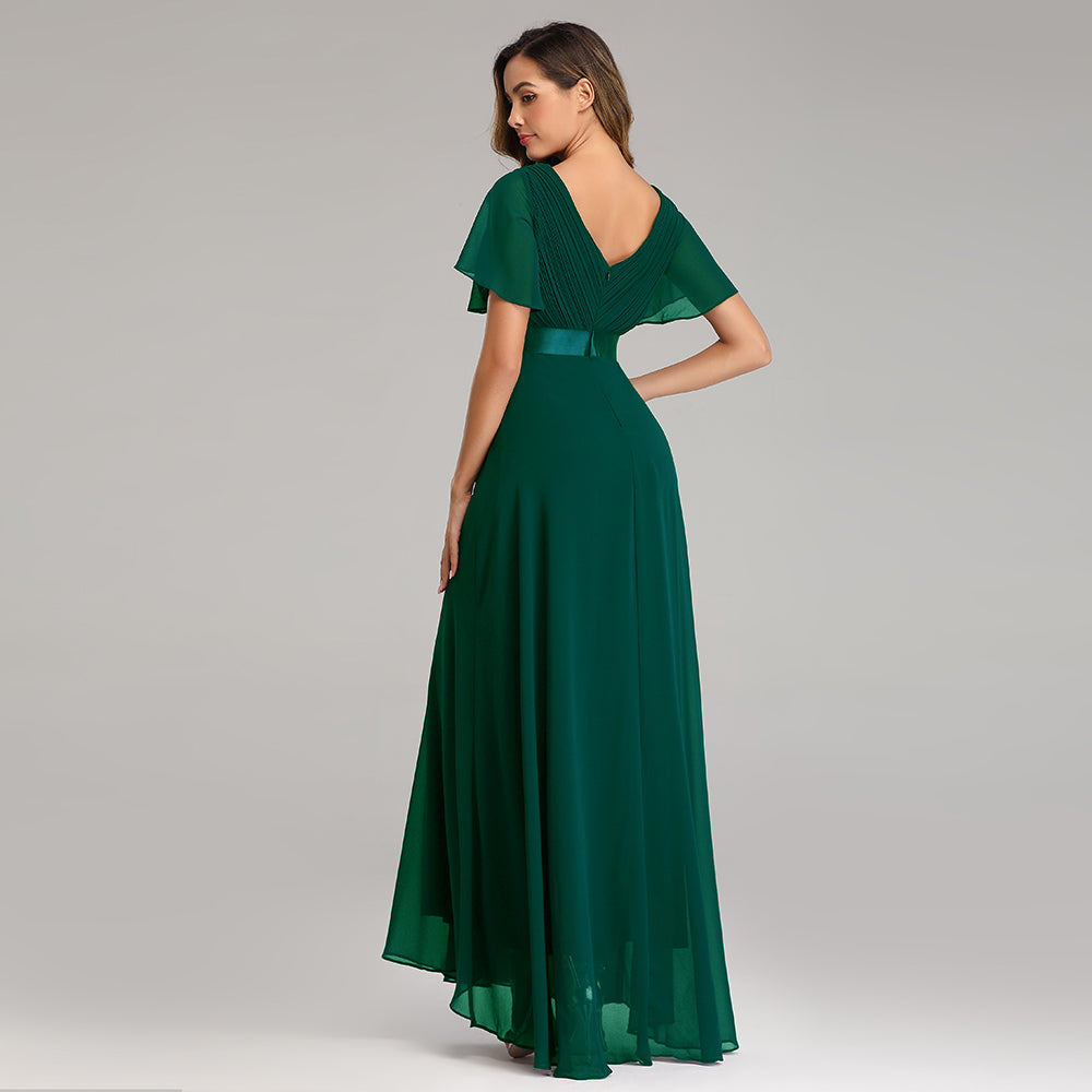 Elegant V-Neck Ruffles Chiffon Evening Gown  Wedding Party Cocktail Formal Dress The Clothing Company Sydney