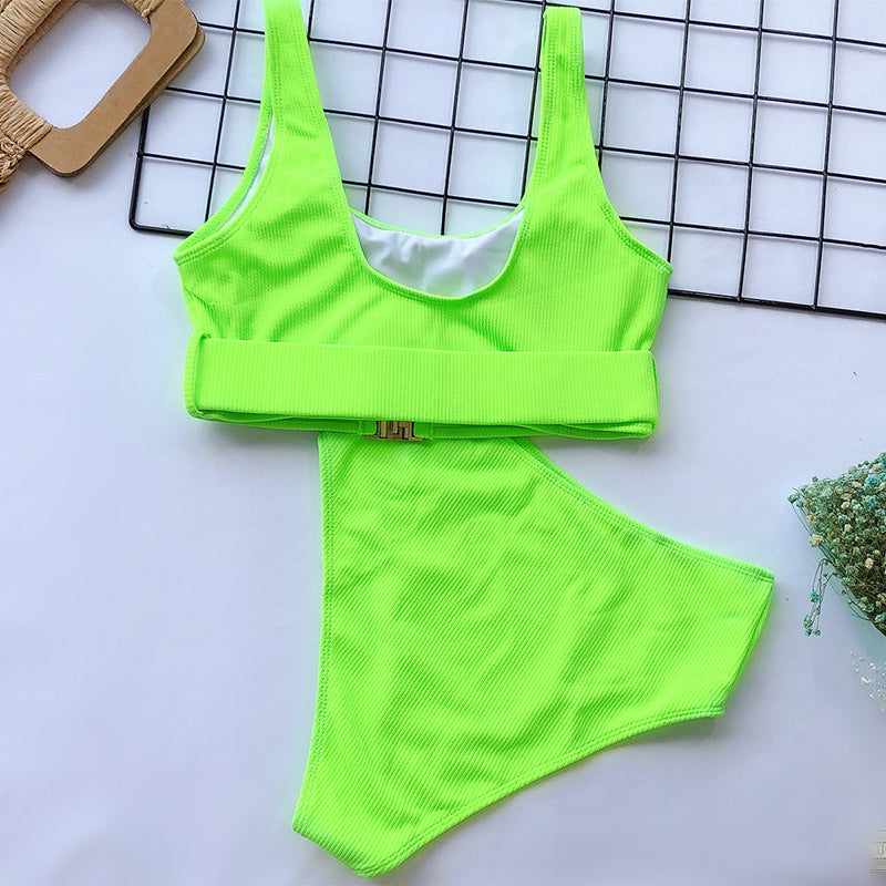 2 PieceHigh Waist Bikini Swimsuit Women Swimwear Bandeau Push Up Bikini Set Buckle Bathing Suit Beach Swimming Suit The Clothing Company Sydney