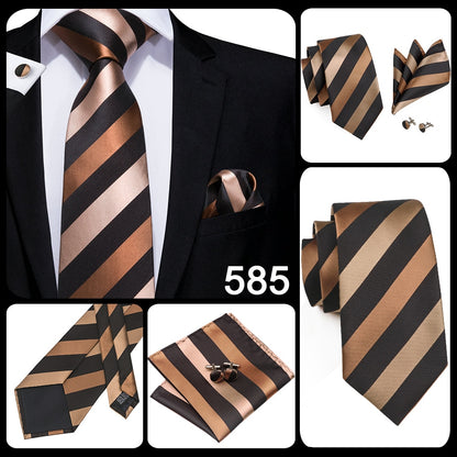 3 Piece Business Classic Blue Black Striped Solid Neck Tie Necktie Pocket Square Cufflinks Wedding Party Silk Tie Set The Clothing Company Sydney