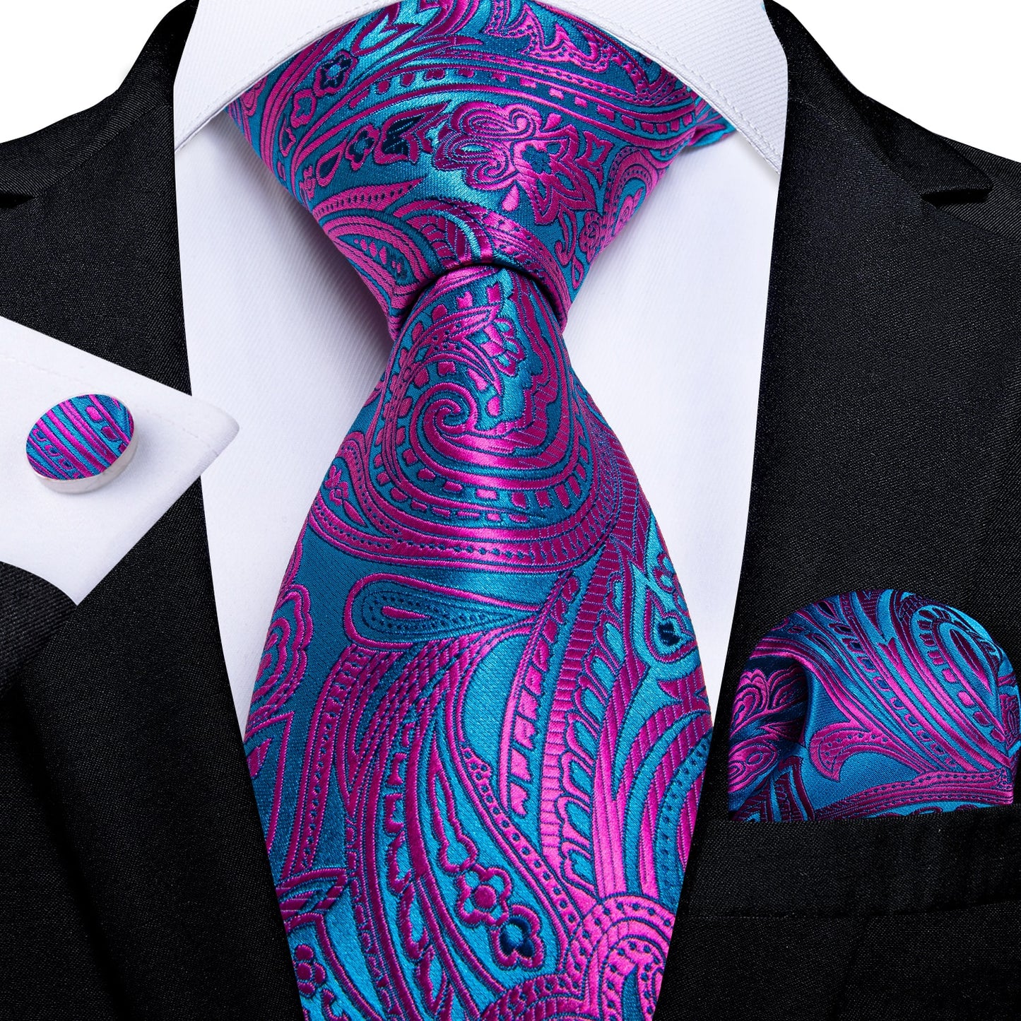 Men Purple Floral Paisley Necktie Business Formal 100% Silk Tie Pocket Square Set For Wedding Party The Clothing Company Sydney