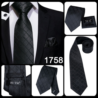 3 Piece Business Classic Blue Black Striped Solid Neck Tie Necktie Pocket Square Cufflinks Wedding Party Silk Tie Set The Clothing Company Sydney