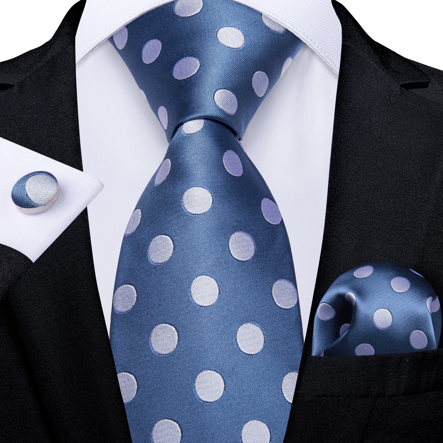 Classic 100% Silk Men's Ties 8cm Blue Plaid Dot Striped Business Necktie Handkerchief Wedding Party Tie Set The Clothing Company Sydney