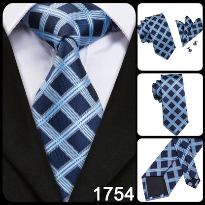 3 Piece Business Classic Blue Black Striped Solid Neck Tie Necktie Pocket Square Cufflinks Wedding Party Silk Tie Set The Clothing Company Sydney