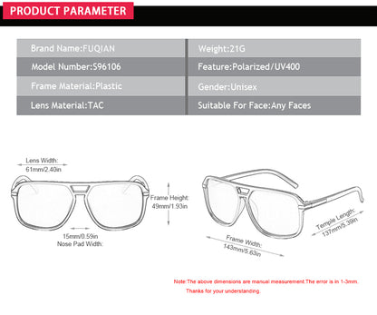 Classic Oversized Polarized Men Ladies Sunglasses Fashion Big Plastic Male Sun Glasses Vintage Unisex Driving Shades UV400 The Clothing Company Sydney