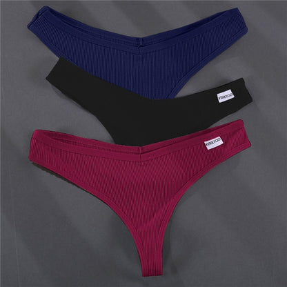 3 Pack G-string Panties Cotton Underwear Underpants Thong Solid Color Pantys Lingerie Briefs The Clothing Company Sydney