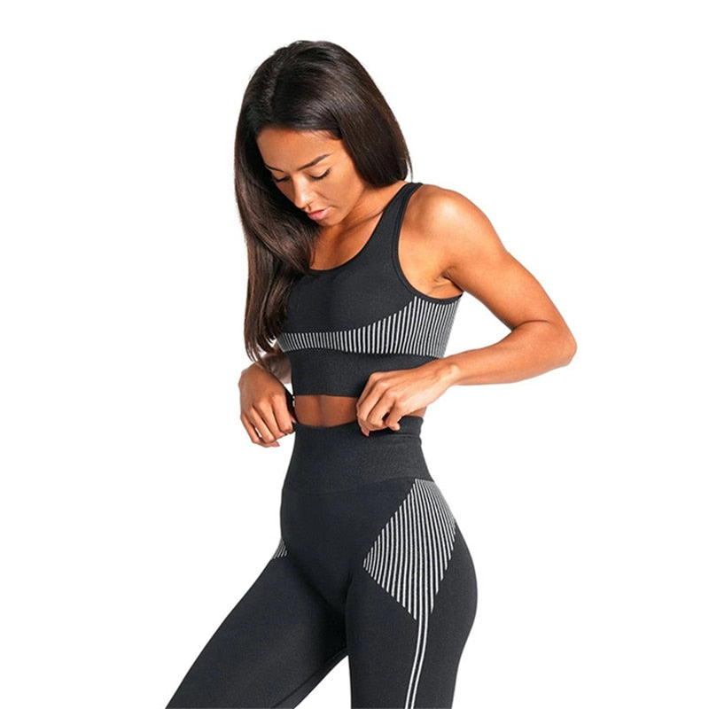 Seamless Yoga Set Women Dry Fit Two 2 Piece Tight Crop top Bra Legging Sportsuit Workout Outfit Fitness Wear Gym Set The Clothing Company Sydney