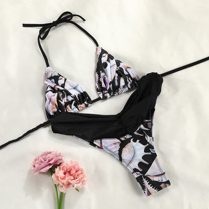 2 Piece Glitter Fabric Bikini Set Folds Swimsuit Halter Bathing Suit Swimwear Beachwear The Clothing Company Sydney