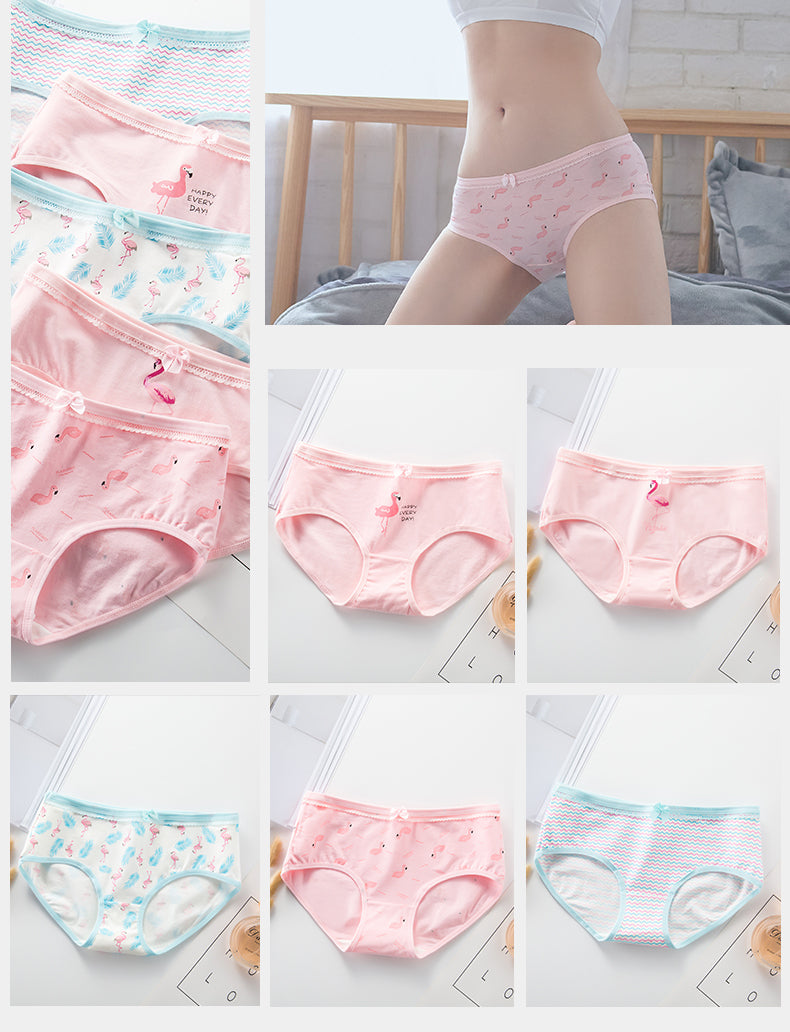 7Pcs/5Pcs Women Panties Comfort Cotton Mix Breathable Underwear