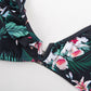 Black Floral Ruffled V-neck Bikini Sets Swimsuit Lace Up Two Pieces Swimwear Beach Bathing Suits The Clothing Company Sydney