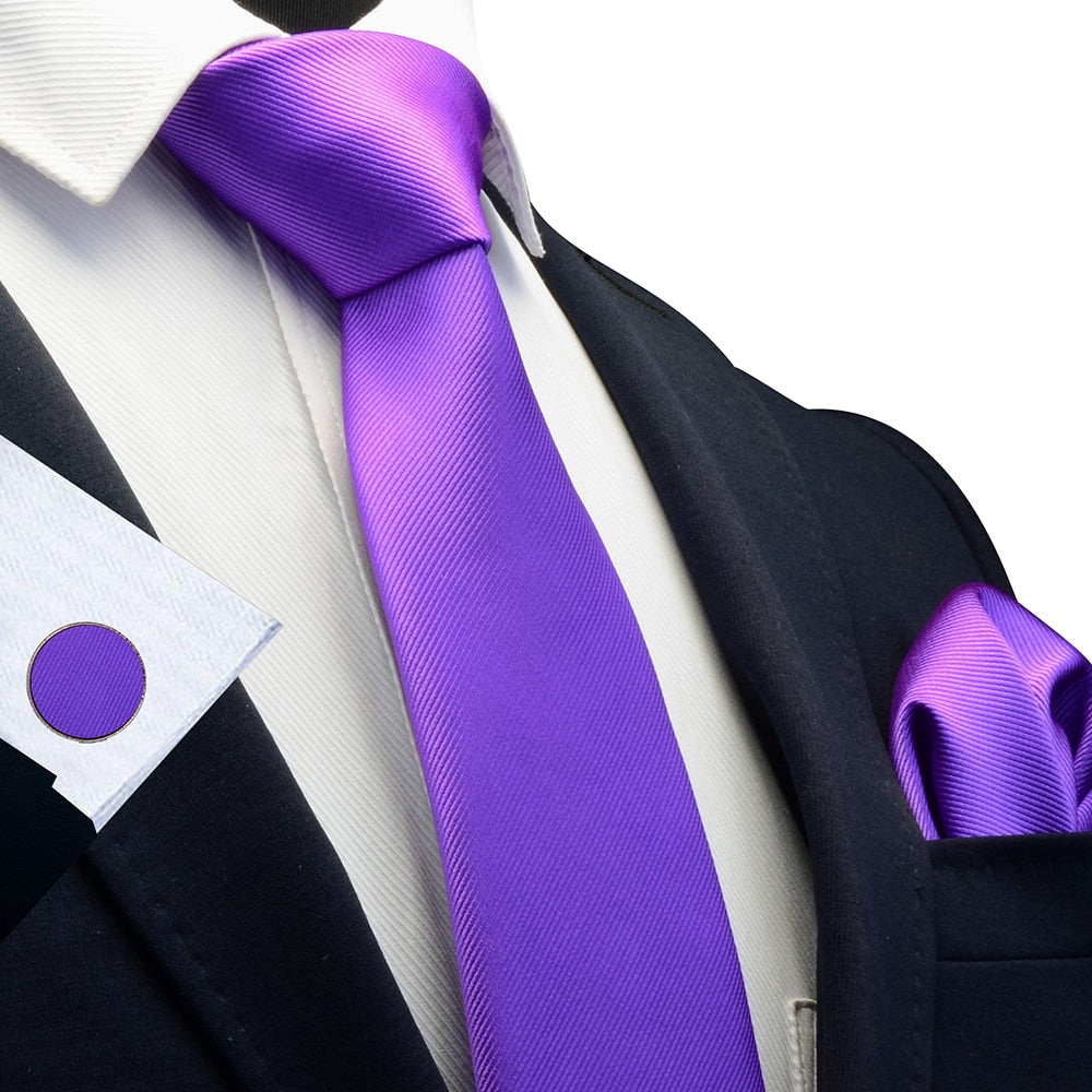 3 Piece Men's Silk Tie Set 8cm Ties Handkerchief Cufflinks Sets Red Gold Purple Necktie for Men Wedding Gift The Clothing Company Sydney