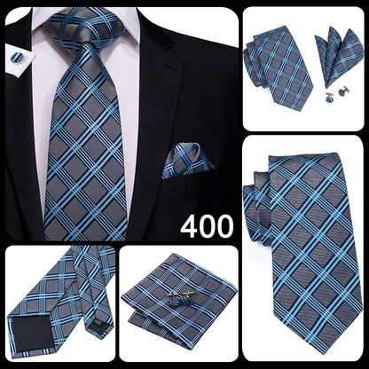 Business Tie for Men Silk Blue Tie Dots Necktie Set Plaid Cufflinks for Wedding Business Tie 150cm The Clothing Company Sydney