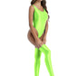 Women's Glossy Stretchy Swimming Suit Swimwear Swimsuit Sleeveless High Cut Slim Fit Bodysuit with Stocking Outfits Clubwear The Clothing Company Sydney