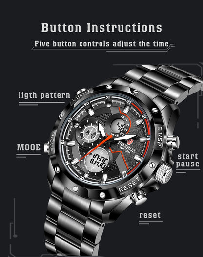 Foxbox Sport Mens Watches Top Brand Luxury Dual Display Quartz Watch For Men Military Waterproof Digital Electronic Watch The Clothing Company Sydney