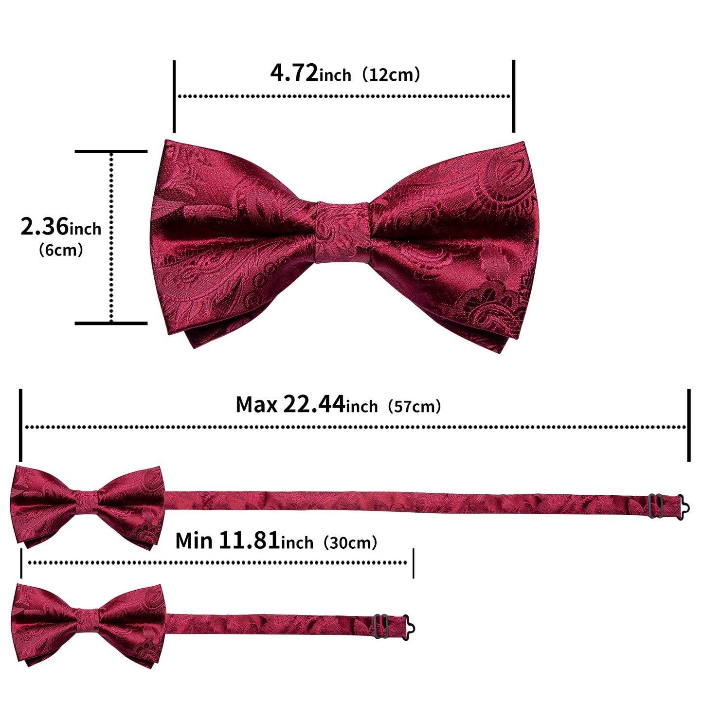 Wedding Bow Tie for Men Classic Red Pre-tied Bowtie Cufflinks Corsage Set for Party Silk Butterfly Knot Gift  Set The Clothing Company Sydney