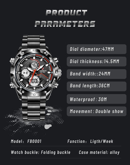 Foxbox Sport Mens Watches Top Brand Luxury Dual Display Quartz Watch For Men Military Waterproof Digital Electronic Watch The Clothing Company Sydney