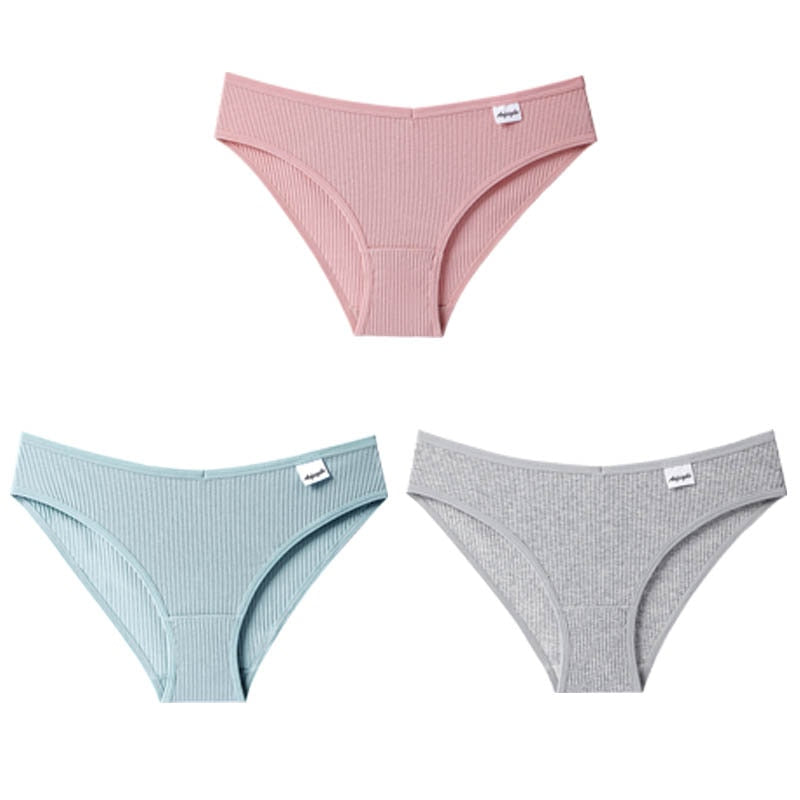 Panties Striped Cotton Underwear Solid Color Briefs Low-Rise Soft Panty Women Underpants Female Lingerie The Clothing Company Sydney