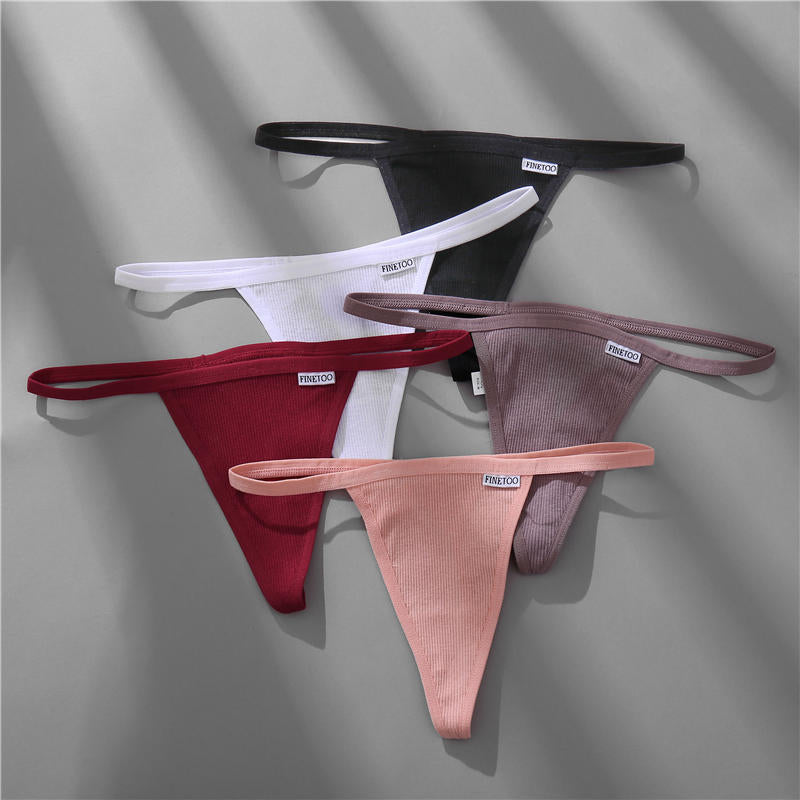 Women's Cotton Mix Underwear Ladies Thongs Panties Low Rise G-String Female T-Back Briefs Bikini Lingerie Solid Color Knickers The Clothing Company Sydney