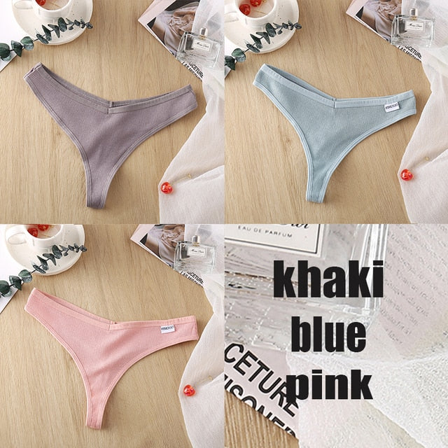 3 Pack 8 Colors Thong G-String Cotton Mix Thongs Panties V Waist Underpants Pantys Lingerie The Clothing Company Sydney