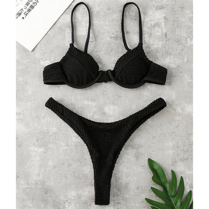 Ribbed Underwired High Cut Bikini Swimsuit Female Swimwear Women Two-piece Bikini set Thong Bather Bathing Suit The Clothing Company Sydney