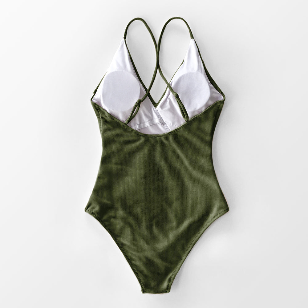 Solid One-piece Swimsuit Falbala V neck Ruffle Monokini  Beach Bathing Suit Swimwear The Clothing Company Sydney