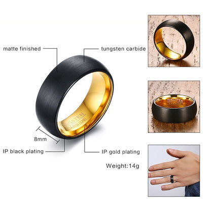 Black TUNGSTEN CARBIDE Rings for Men 8mm Wedding Band Interface Matt Surface Classic Alliance Jewellery Anniversary Gift The Clothing Company Sydney