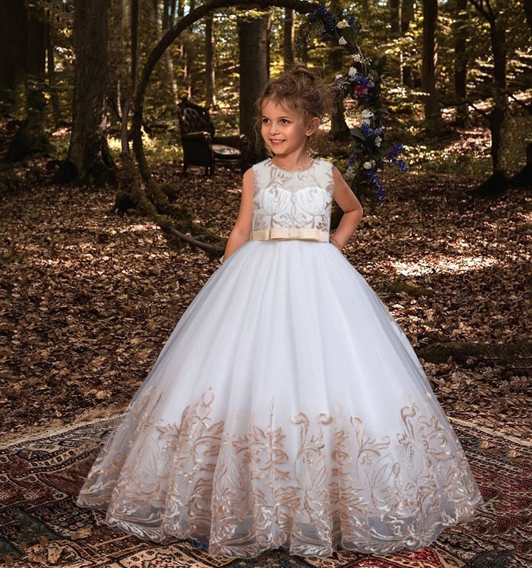 White Lace Bridesmaid Dress Kids Dresses For Girls Children