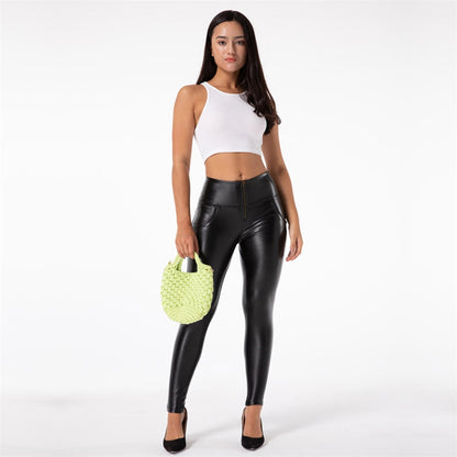 Melody Black Pleather Pants Womens Heat Fleece Lined Leggings Pu Skinny Push Up Trousers The Clothing Company Sydney