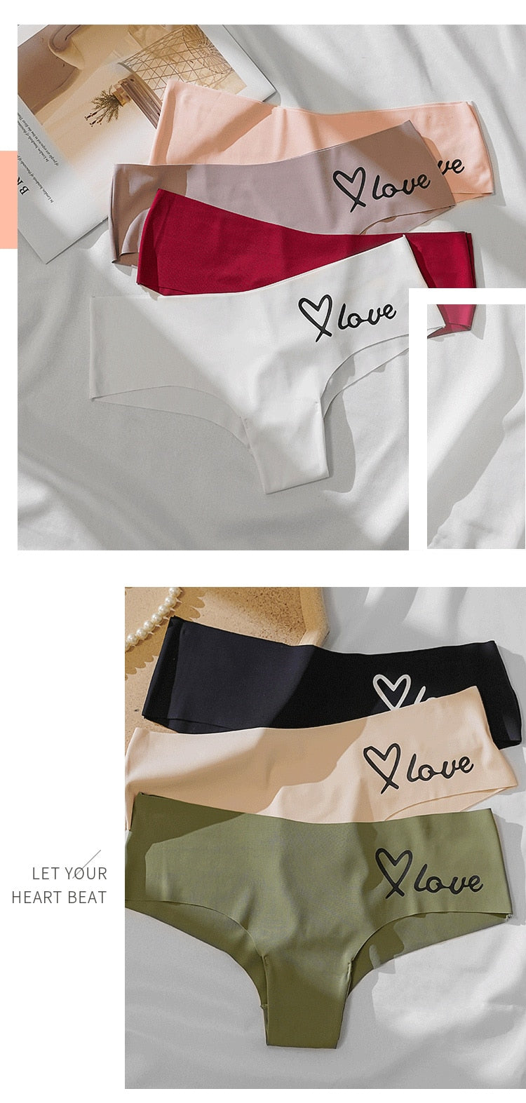 Women's Seamless Panties Underwear Comfort Heart Intimates Low-Rise G String Briefs 7 Colours Lingerie The Clothing Company Sydney
