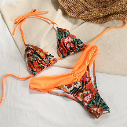 2 Piece Glitter Fabric Bikini Set Folds Swimsuit Halter Bathing Suit Swimwear Beachwear The Clothing Company Sydney