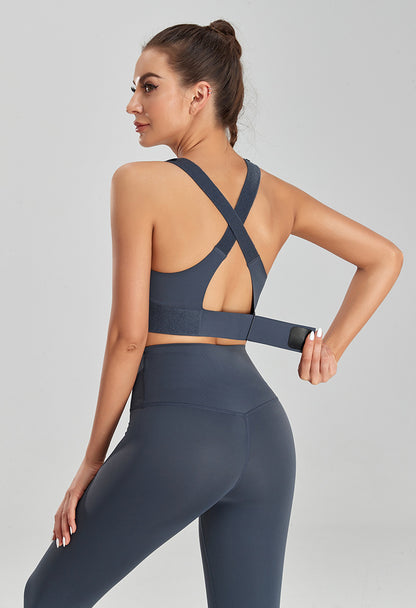 Shockproof Gym Sports Plus Size High-intensity Workout Running Seamless Velcro Shoulder Strap Hem Fitness Bra Top The Clothing Company Sydney