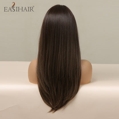 Brown Straight Synthetic Wigs with Bangs Natural Layered Hair Wigs for Women Daily Cosplay Party Heat Resistant Wigs The Clothing Company Sydney
