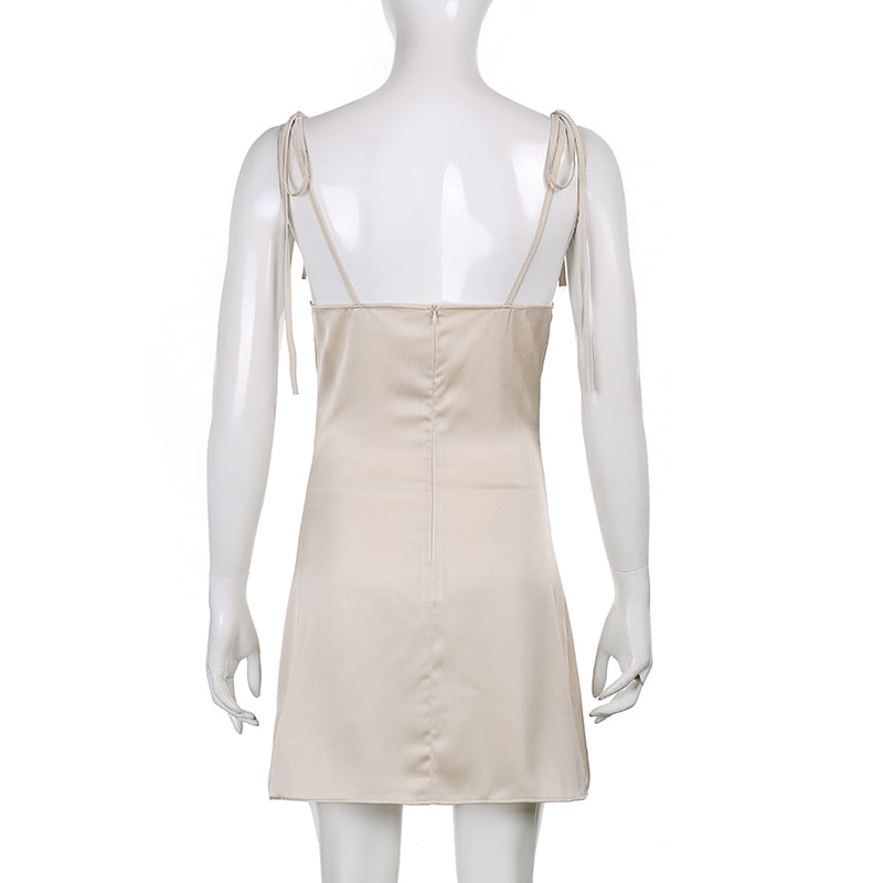 Strappy Solid Satin Backless Sleeveless Casual Dress Mini Sundress Summer Dresses The Clothing Company Sydney