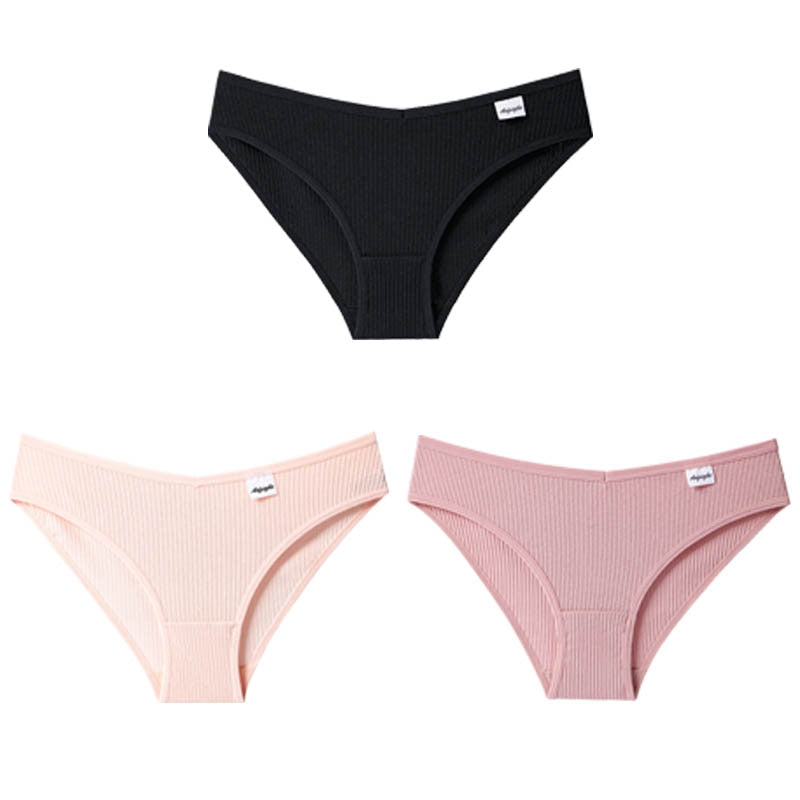 Panties Striped Cotton Underwear Solid Color Briefs Low-Rise Soft Panty Women Underpants Female Lingerie The Clothing Company Sydney